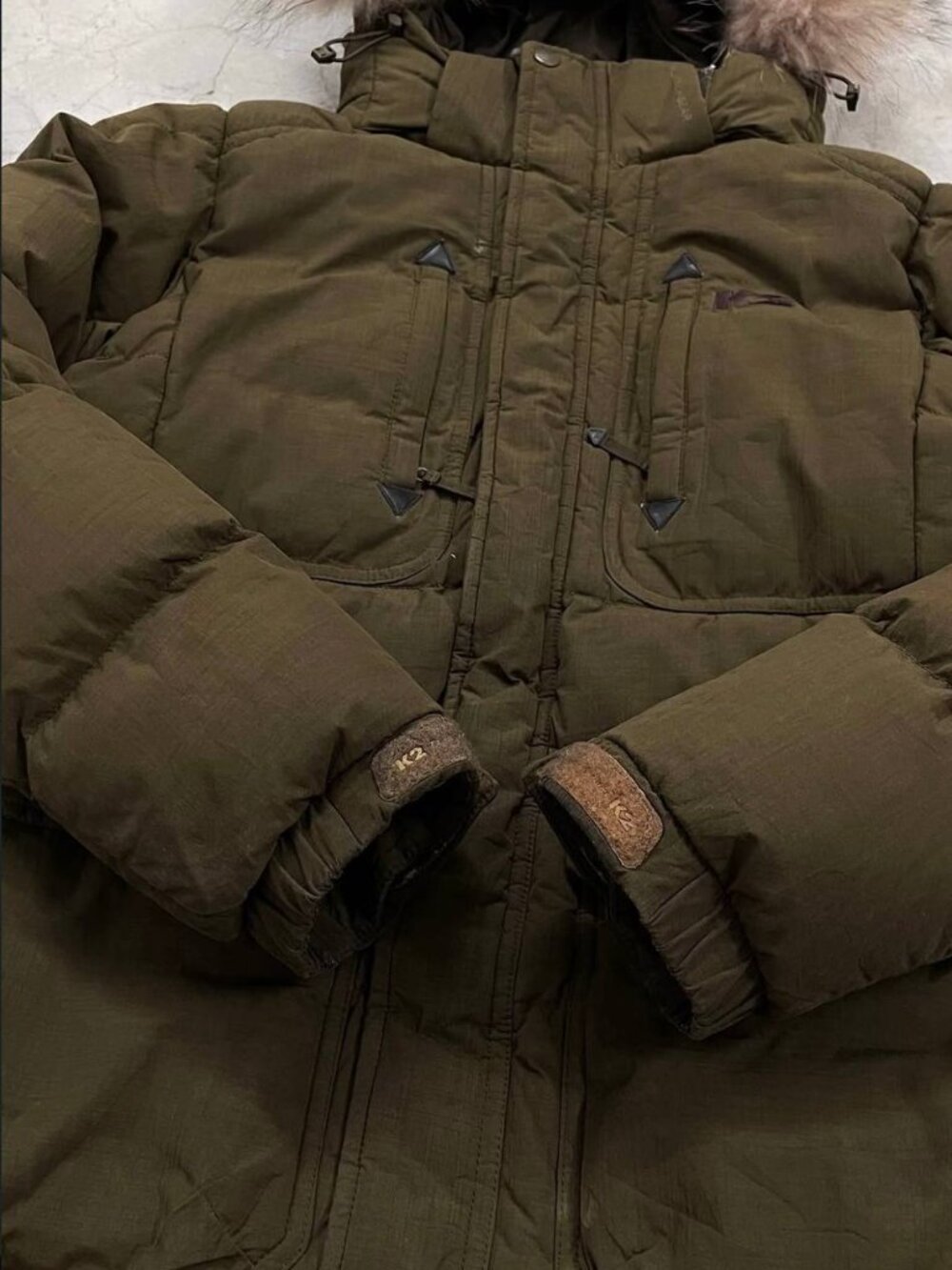 K2 Olive Green Hooded Puffer Coat - Picture 5 of 12